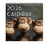 Planificateur Mural Primate 2026 - Calendrier Mensuel Avec Photo De Singe Amusant, Organiseur Carré En Papier Épais De 21 X 21 Cm, Suivi Des Rendez-vous, Événements Familiaux | Cuisine Bureau Dortoir