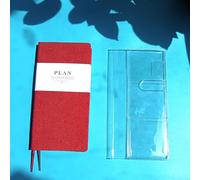 Planificateur non daté format A6 - Organiseur de poche hebdomadaire et mensuel, carnet de voyage portable, carnet de planification de bureau, idée cadeau (rouge avec couverture transparente)