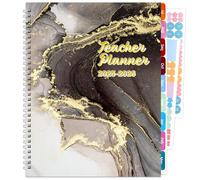 Planificateur pour enseignant 2025-2026 avec 10 sections - Planificateur de leçons quotidien, hebdomadaire, mensuel, 21,6 x 27,9 cm - Autocollants à spirale - Calendrier daté et onglets de page