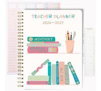 Planificateur pour enseignants 2026-2027, livre de plan de leçons horizontal pour enseignants | Couverture de livres colorés, 21,6 x 27,9 cm | Planificateur de cours hebdomadaire et mensuel de l'année