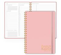Planificateur quotidien avec horaires - Carnet de liste de choses à faire non daté, reliure à spirale, 14 x 21,6 cm, gérer les tâches et les rendez-vous, fournitures de bureau parfaites pour femme -