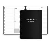 Planificateur quotidien non daté - Planificateur non daté avec horaires, éléments d'action et suivi, carnet de notes quotidien A4 pour augmenter la productivité, carnet de rendez-vous pour la gestion