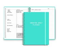 Planificateur quotidien non daté - Planificateur non daté avec horaires, éléments d'action et suivi, carnet de notes quotidien A4 pour augmenter la productivité, carnet de rendez-vous pour la gestion
