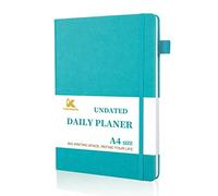 Planificateur quotidien non daté - Planificateur non daté avec horaires, éléments d'action et suivi, organiseur quotidien A4 pour augmenter la productivité, carnet de rendez-vous pour la gestion du temps, 21,6 x 27,9 cm, vert en polyuréthane