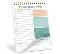 Planificateur quotidien professionnel pour enseignant à double spirale, 52 feuilles pour planification quotidienne et plans de leçons, planification de travail