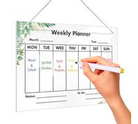 Planificateur Semainer Effaçable, Tableau Weekly Planner, Planning Semainer Mural, Planification Hebdomadaire Board pour Bureau école Cuisine, Acrylique, 30 x 20CM, Transparent