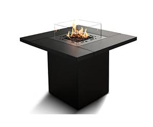 Planika Square Brasero de Table avec Hosse de Protection - Cheminée de Jardin - Chauffage d'Appoint Gaz - Foyer Décoratif - Forme Carré - Plateau de Table Carré - Noir