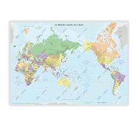 Planisphère centré sur l'Asie - Affiche 50x70cm