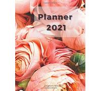 Planner 2021 At A Glance: Planner 2021 For Girls With Flowers On The Cover