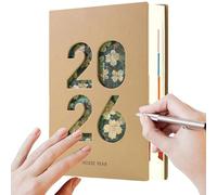 Planner annuel 2026 | Cahier A5 en cuir PU avec papier épais et onglets, Sommerliches Mode T-Shirt Mit Rundhals Und Kurzärmeln - Pour agenda académique étudiant enseignant maison bureau scolaire