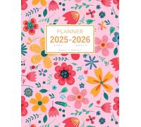 Planner April 2025-2026 March: 8.5 x 11 Weekly and Monthly Organizer | Illustrated Spring Flower Design Pink