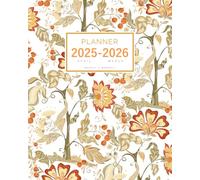 Planner April 2025-2026 March: 8x10 Weekly and Monthly Organizer Large | Fantasy Jacobean Style Floral Design White