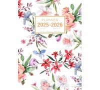 Planner April 2025-2026 March: A4 Large Notebook Organizer with Hourly Time Slots | Colorful Watercolor Wildflower Design White