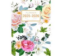 Planner April 2025-2026 March: A5 Small Weekly and Monthly Organizer | Beautiful Rose Flower Design White