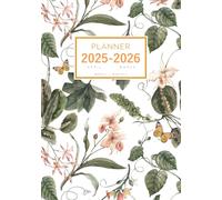 Planner April 2025-2026 March: A5 Weekly and Monthly Notebook Organizer | Watercolor Tropical Plant Flower Design White
