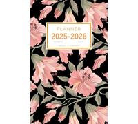 Planner August 2025-2026 July: 5x8 Weekly and Monthly Organizer Small | Illustrated Sweet Flower Design Black