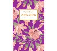 Planner August 2025-2026 July: 5x8 Weekly and Monthly Organizer Small | Illustrated Sweet Flower Design Purple