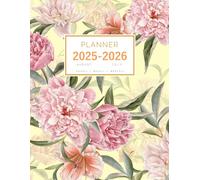 Planner August 2025-2026 July: 8.5 x 11 Large Notebook Organizer with Hourly Time Slots | Peony Lily Flower Design Yellow