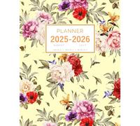 Planner August 2025-2026 July: 8x10 Large Notebook Organizer with Hourly Time Slots | Bright Color Flower Design Yellow