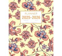Planner August 2025-2026 July: 8x10 Weekly and Monthly Organizer Large | Ancient Indian Style Flower Design Yellow