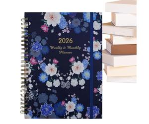 Planner Book 2026 Carnet hebdomadaire avec classeur à anneaux A5 | Agenda portable avec insertions calendrier pour la maison, le bureau, la leçon, le travail, les réunions, les voyages, la