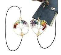 Planner Bookmark Clip - 2 Piece Elastic Vintage Tree Design Separator, Crystal Accent Book Separator for Reading Planner Purse Bookworms | Notebook Review Log Date Goals Tracking, Bible Study Page