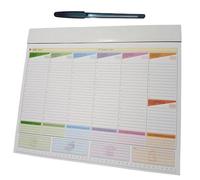 Planner hebdomadaire A3 2025-2026 de table - Weekly Planner Sans Dates, 52 feuilles, - Planner Perpétuel, 7COLORS, 43x31 cm, 52 pages - Sans dates pour organiser des rendez-vous, stylo cadeau