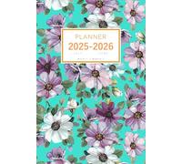 Planner July 2025-2026 June: 6x9 Weekly and Monthly Organizer | Painted Cosmos Flower Design Turquoise