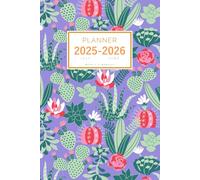 Planner July 2025-2026 June: 6x9 Weekly and Monthly Organizer | Stylish Succulent Cactus Design Blue-Violet
