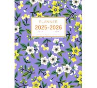 Planner July 2025-2026 June: 8.5 x 11 Large Notebook Organizer with Hourly Time Slots | Spring Summer Small Flower Design Blue-Violet