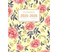 Planner July 2025-2026 June: 8x10 Large Notebook Organizer with Hourly Time Slots | Vintage Leaf Flower Design Yellow