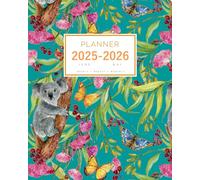 Planner June 2025-2026 May: 8x10 Large Notebook Organizer with Hourly Time Slots | Koala Eucalyptus Tree Floral Design Teal