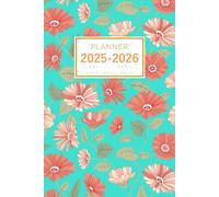Planner May 2025-2026 April: 6x9 Medium Notebook Organizer with Hourly Time Slots | Watercolor Abstract Flower Design Turquoise