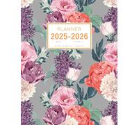 Planner May 2025-2026 April: 8.5 x 11 Large Notebook Organizer with Hourly Time Slots | Eustoma Spring Flower Design Gray