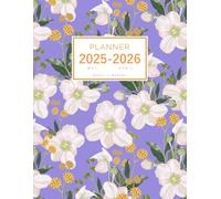 Planner May 2025-2026 April: 8.5 x 11 Weekly and Monthly Organizer | Anemone Flower and Herb Design Blue-Violet