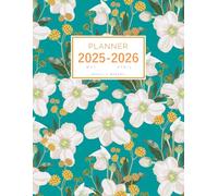 Planner May 2025-2026 April: 8.5 x 11 Weekly and Monthly Organizer | Anemone Flower and Herb Design Teal