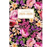 Planner May 2025-2026 April: A4 Weekly and Monthly Organizer | Painted Colorful Flower Design Black
