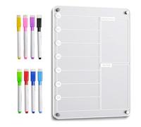 Planner Note Board - Planificateur De Repas Acrylique Magnétique | Carte Semaine Réfrigérateur | Carte À Sec À Sec Magnétique Acrylique Avec 8 Marqueurs | Réfrigérateur Réutilisable Pour Classif