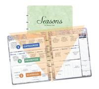 Planner Pad Feuilles mobiles à 7 trous de janvier à décembre 2027/calendrier année 17,5 x 21,6 cm Entonnoir moyen à 3 étages 12 mois/organiseur hebdomadaire, encre couleur saisonnière