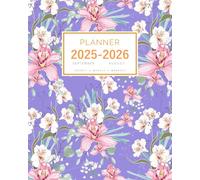 Planner September 2025-2026 August: 8x10 Large Notebook Organizer with Hourly Time Slots | Tropical Orchid Flower Design Blue-Violet