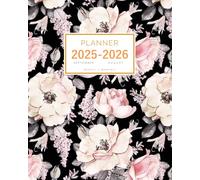 Planner September 2025-2026 August: 8x10 Weekly and Monthly Organizer Large | Stylish Pencil Shading Flower Design Red