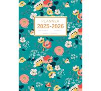 Planner September 2025-2026 August: A5 Weekly and Monthly Organizer | Creative Style Flower Design Teal