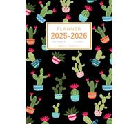 Planner September 2025-2026 August: A5 Weekly and Monthly Organizer | Mexican Cactus Succulent Design Black
