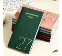 Planner Weekly Monthly PU Pocket Journal for Work Study Schedule Organizer | Papier à lettre lisse structuré de 17,4 x 9,6 cm, plusieurs options de couleur, format de poche