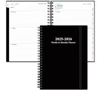 Planning 2025 - Agenda hebdomadaire et mensuel à spirale, format A5, janvier 2025 à décembre 2025, planificateur 2025 avec couverture flexible, onglets, poche intérieure, 16,3 x 21,6 cm, noir