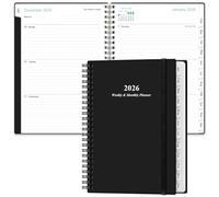 Planning 2025-2026 - Agenda scolaire hebdomadaire et mensuel à spirale, juillet 2025 à juin 2026, planificateur scolaire 2025-2026 avec couverture flexible, onglets, poche intérieure, 16,3 x 21,6 cm
