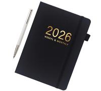 Planning 2026 hebdomadaire et mensuel | Carnet de gestion du temps A5 - Calendrier portable pour et adultes - Pour voyage, université, remise de diplôme, maison, travail, école, réunion