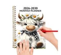 Planning 5 Ans 2026-2030 Carnet avec calendrier mensuel et vache mignonne | Carnet à Spirales 21 x 14 centimètres Pour Étudiants, Maison, Bureau, Amoureux des Animaux, Objectif