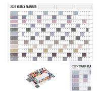 Planning annuel 2025 - Poster de planificateur scolaire au format 74,2 x 52,5 cm avec autocollants | Décoration de la maison | Poster horizontal en papier épais | Calendrier 2025 | Planificateur de