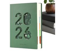 Planning annuel 2026 - Agenda A5 en cuir synthétique, design structuré de 365 jours, sections journalières mensuelles hebdomadaires | Fermeture à boucle pour le suivi des tâches, les notes